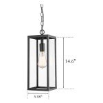Bestshared Black Outdoor Pendant Lantern with Glass