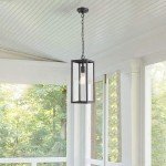 Bestshared Black Outdoor Pendant Lantern with Glass