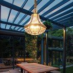 Copper Lantern Chandelier - Waterproof Outdoor Pendant Lamp