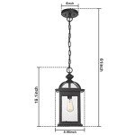Large Black Outdoor Pendant Lantern Light Fixture