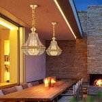 Copper Lantern Chandelier - Waterproof Outdoor Pendant Lamp