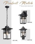 Matte Black Outdoor Pendant Light with Seeded Glass