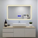 Bluetooth LED Bathroom Mirror with Clock & Anti-Fog