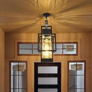 15" Dusk to Dawn Black Outdoor Pendant Light