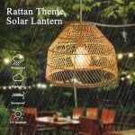 Ranttan 14.6" Outdoor Rattan Solar Chandelier