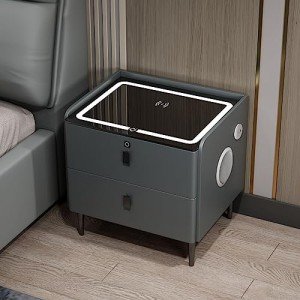 Smart Nightstand with Wireless Charging and LED Lights