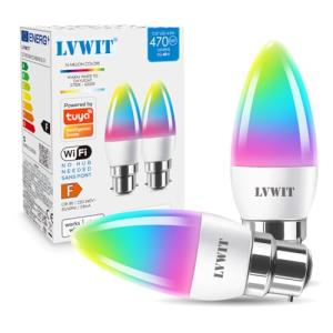 Smart RGB Candle Bulbs with Music Sync (2-Pack)