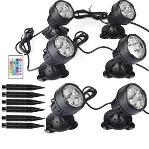 RGB LED Underwater Pond Lights with Spiked Stand