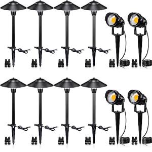 SUNVIE 12-Pack LED Low Voltage Landscape Path Lights
