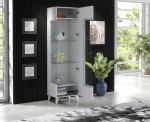 Furneo White Display Cabinet with Blue LED Lights