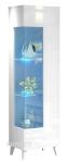 Furneo White Display Cabinet with Blue LED Lights