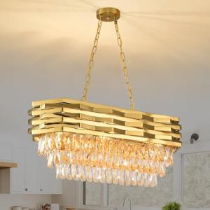 Elegant 8-Light Gold Crystal Chandelier for Dining Room