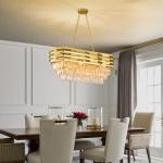 Elegant 8-Light Gold Crystal Chandelier for Dining Room