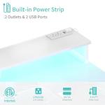 White Gaming Desk with LED Lights and Shelves