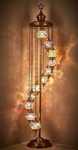 7ft Turkish Moroccan Mosaic Floor Lamp with 11 Globes