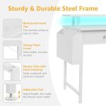 White 39-Inch Gaming Desk with Shelves and LED