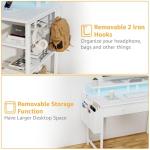 White 39-Inch Gaming Desk with Shelves and LED