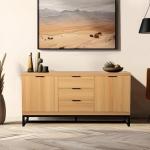 Light Oak Sideboard with Metal Base and Storage