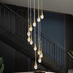 Gold Crystal Pendant Chandelier for High Ceilings