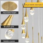 Gold Crystal Pendant Chandelier for High Ceilings