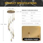 Gold Crystal Pendant Chandelier for High Ceilings