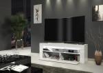 Furneo White TV Stand with Blue LED Lighting