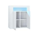 Furneo White TV Stand with Blue LED Lighting