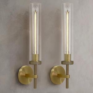 Brass Wall Sconces Set of Two - 19" Gold
