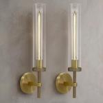 Brass Wall Sconces Set of Two - 19" Gold