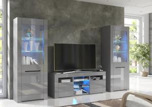 MilanoG LED TV Stand & Cabinets in Grey