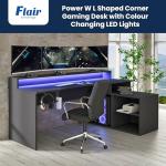 L-Shaped Corner Gaming Desk with LED Lights