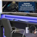 L-Shaped Corner Gaming Desk with LED Lights