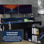 L-Shaped Corner Gaming Desk with LED Lights