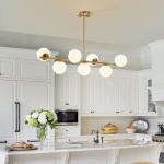 Modern Brass Linear 7-Light Chandelier Pendant