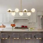 Modern Brass Linear 7-Light Chandelier Pendant