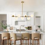 Modern Brass Linear 7-Light Chandelier Pendant