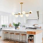 Modern Brass Linear 7-Light Chandelier Pendant