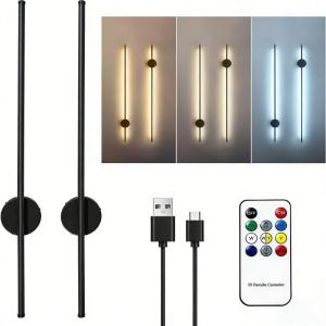 Battery Operated Remote Control Wall Sconces - 2 Pack