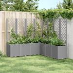 Light Grey Rattan Garden Planter with Trellis