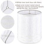 Tall White Textured Linen Drum Lamp Shades - Set of 2