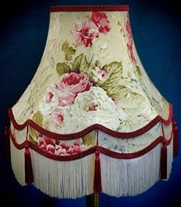 Burgundy Floral Fabric Lampshade for Floor or Ceiling