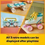 Retro Roller Skate, Skateboard & Boom Box Set