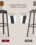 Rustic Brown Bar Stools Set with Backrest