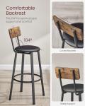 Rustic Brown Bar Stools Set with Backrest