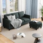 Modern Dark Gray Convertible Sectional Sofa