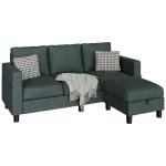 Modern Dark Gray Convertible Sectional Sofa