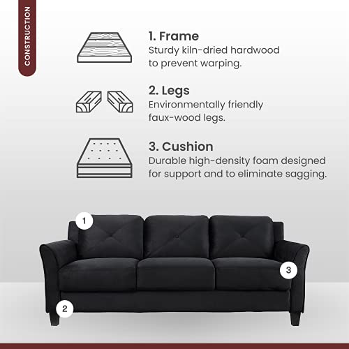 Lifestyle Solutions CCHRFKS3M26BKVA Harrington Sofa, Black