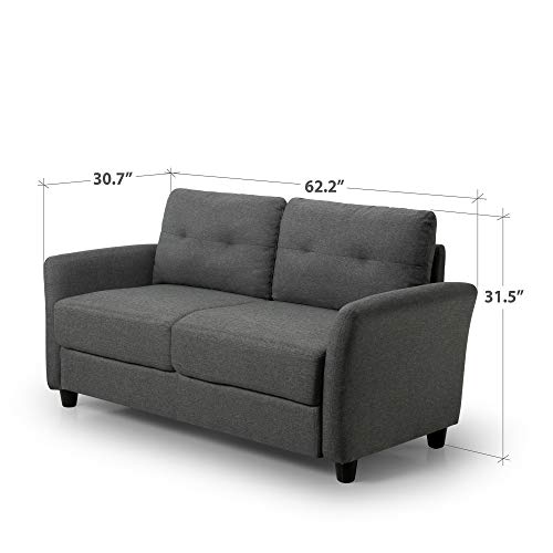 Dark Grey Tufted Loveseat with Easy Assembly