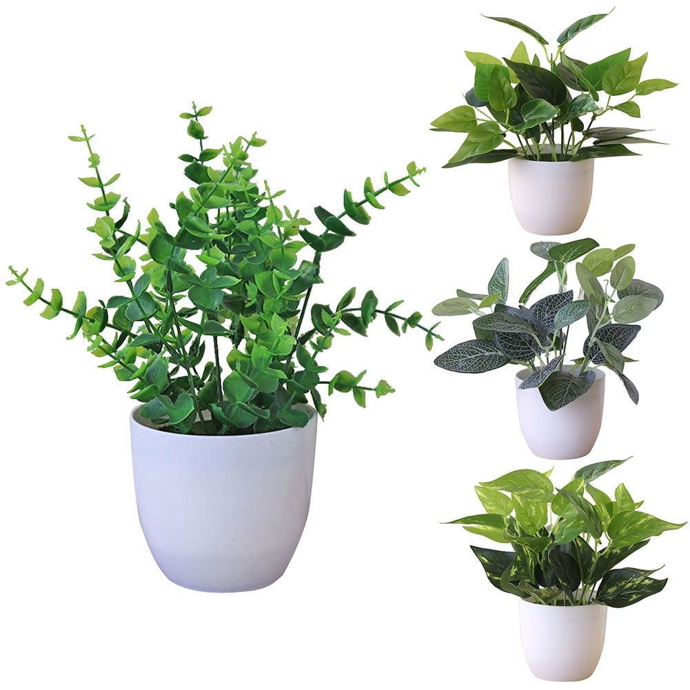 Faux Plants in White Pot for Indoor Decor