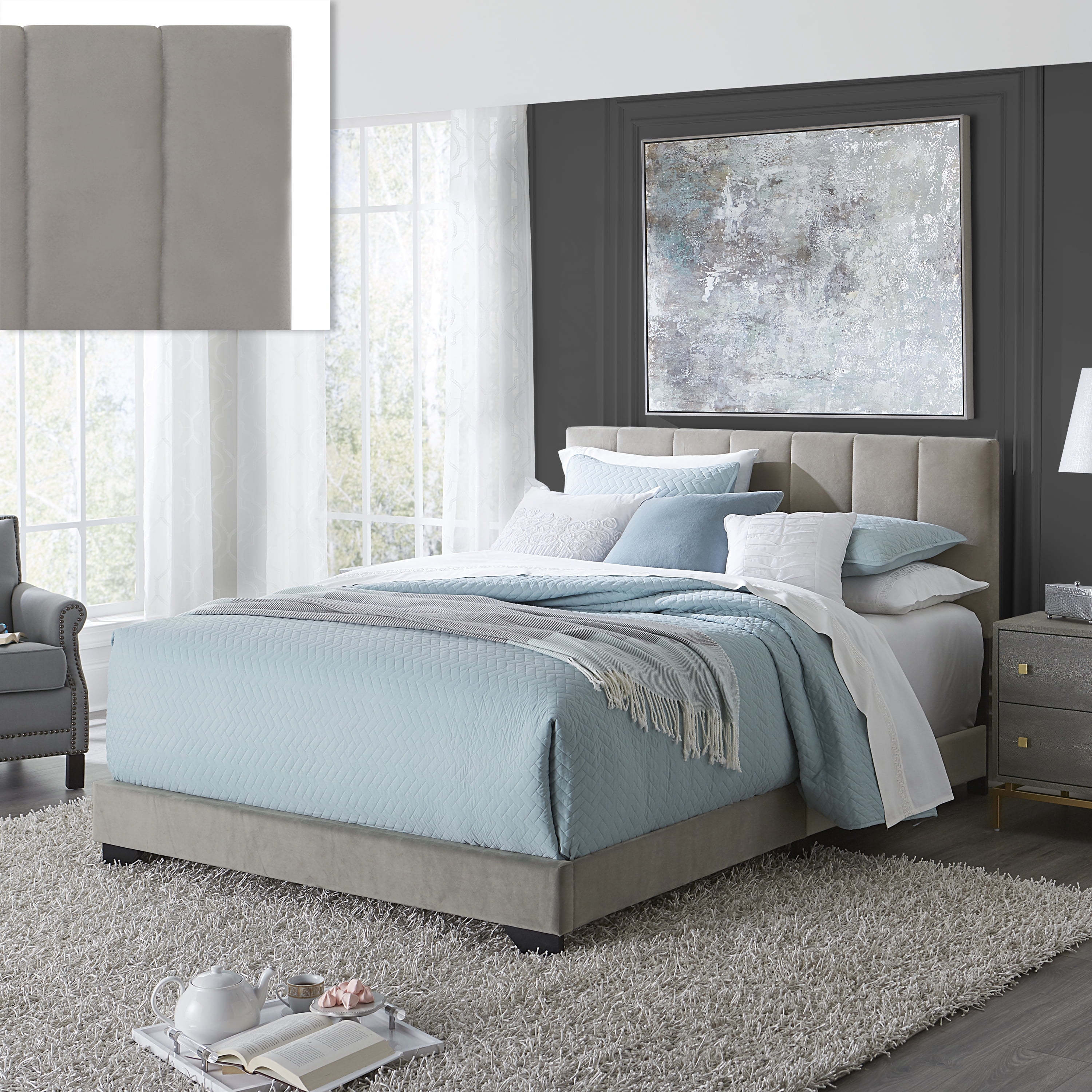 Hillsdale's Reece Channel Stitched Queen Bed in Grey